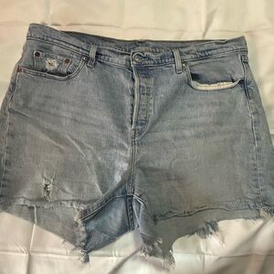 Levi's Blue Jean Shorts with Distressed Details